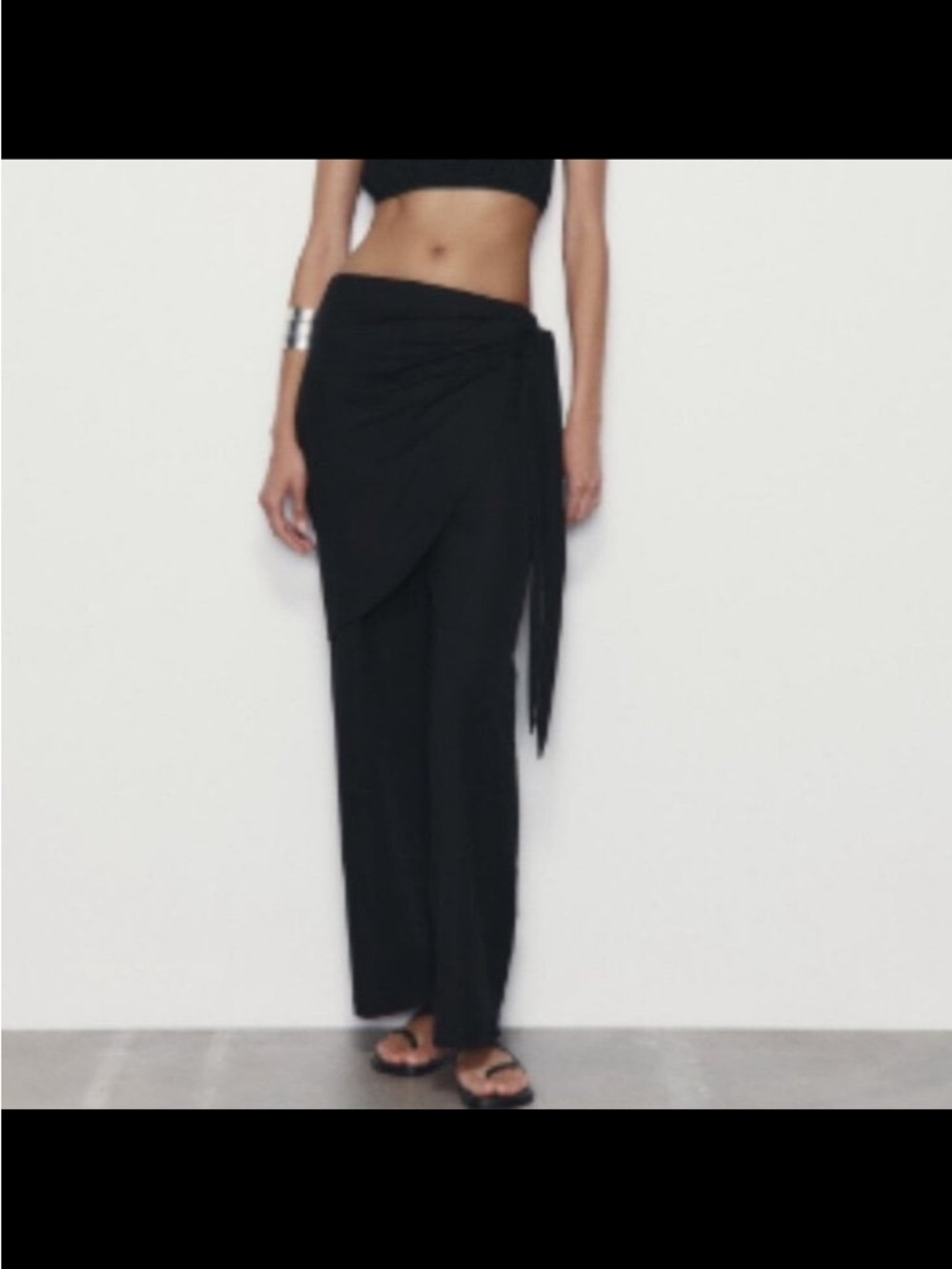 Zara Black Wide Leg Wrap Pants